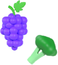 Icono de uvas y brócoli