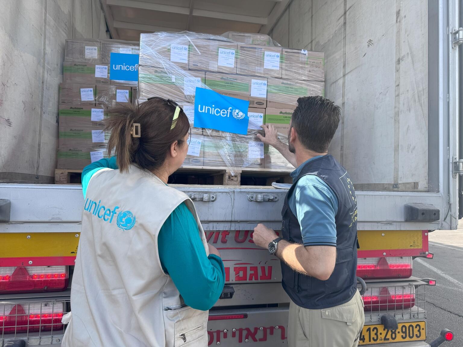 Camión de UNICEF con ayuda humanitaria para Gaza