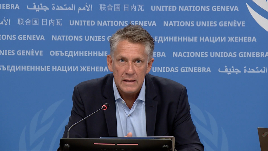 James Elder, portavoz de UNICEF, durante su comparecencia en el Palacio de las Naciones de Ginebra