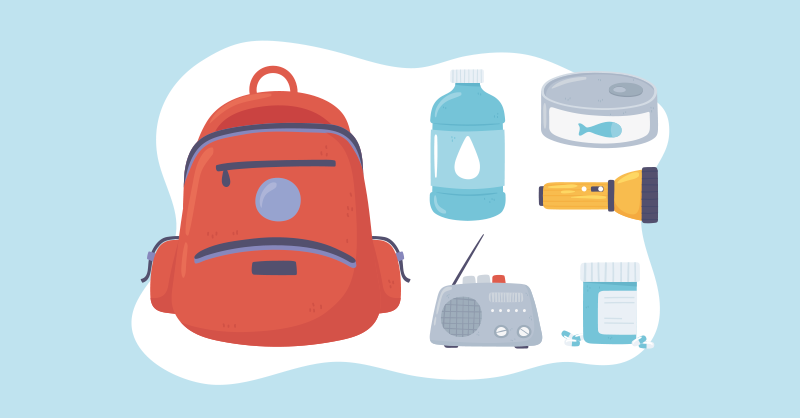 Ilustración de un kit de emergencias