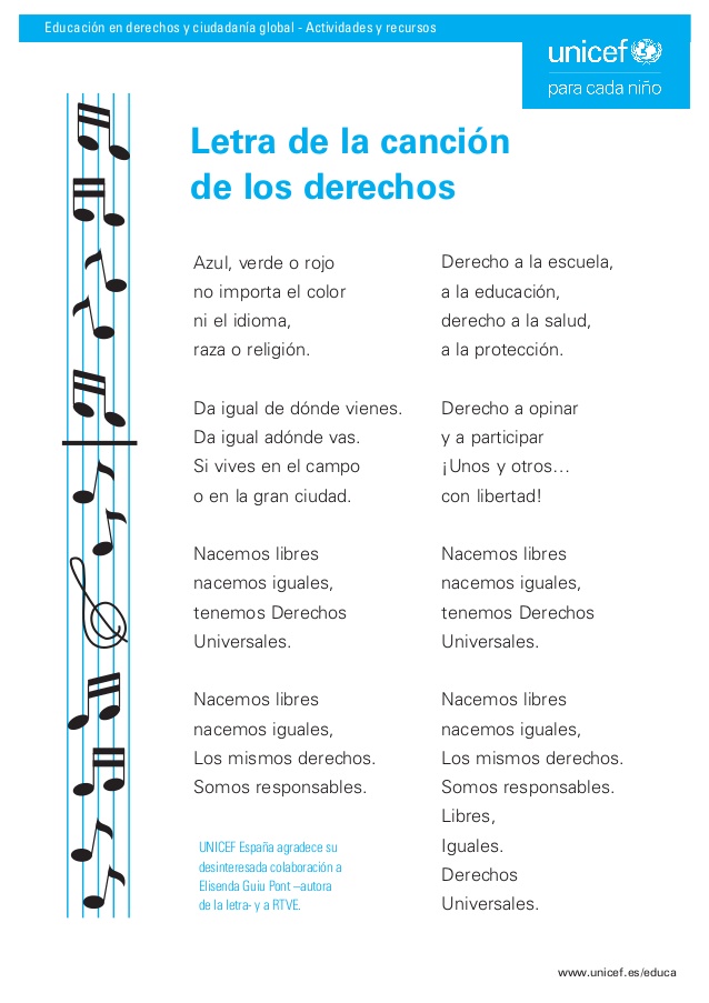 La Cancion De Los Derechos Unicef