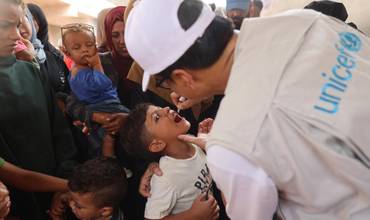 Campaña de vacunación contra la polio en Gaza.
