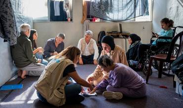 Familias desprazadas en Líbano