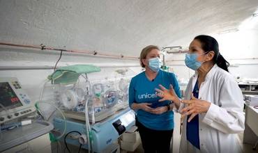 El sótano del hospital de Lviv en Ucrania.