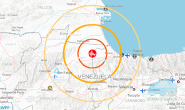 Mapa que marca el epicentro de uno de los dos terremotos ocurridos el 24 de junio de 2026 en Venezuela. Fuente: WFP