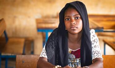 Fatoumata, 13 años, alumna de 5.º curso en la escuela de primer ciclo Boni A, Mali.