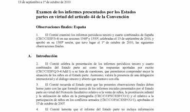 Observaciones Finales del Comité de los Derechos del Niño a España