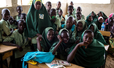 Un grupo de niñas en un colegio del noreste de Nigeria
