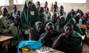 Un grupo de niñas en un colegio del noreste de Nigeria