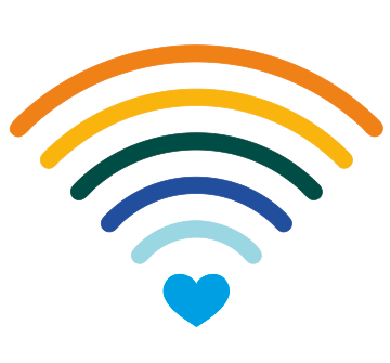 Símbolo de wifi de colores con un corazón
