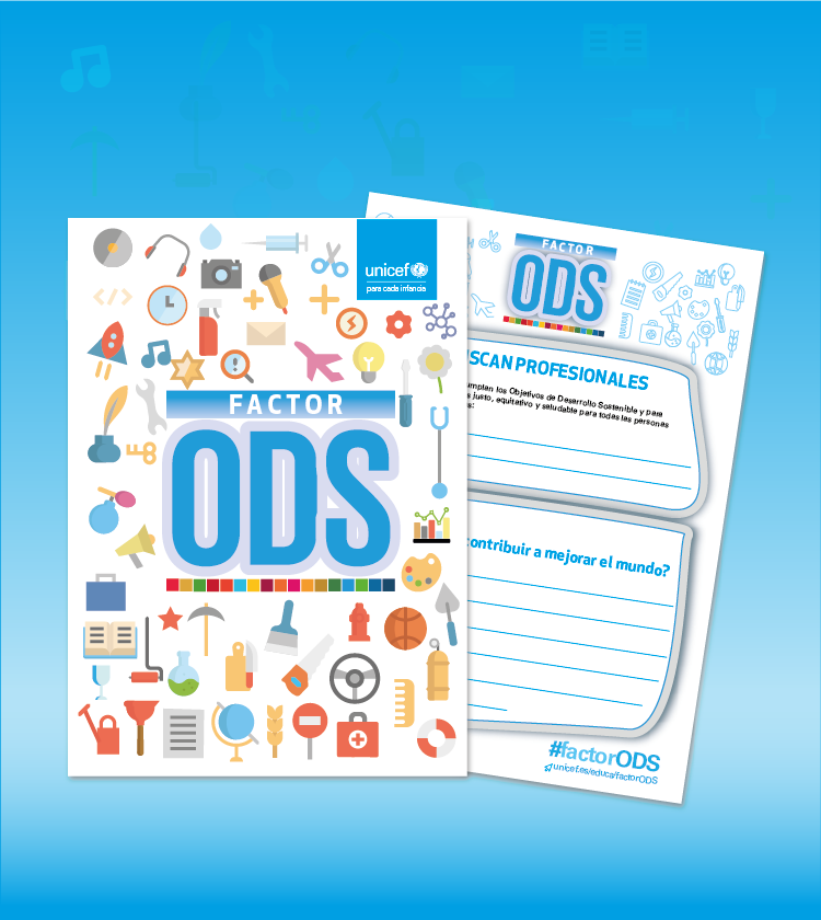 Páginas del cuaderno descargable para el aula de la actividad "Factor ODS"