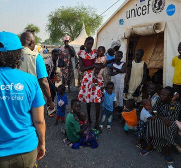 Imagen de un centro de ayuda UNICEF en Sudán
