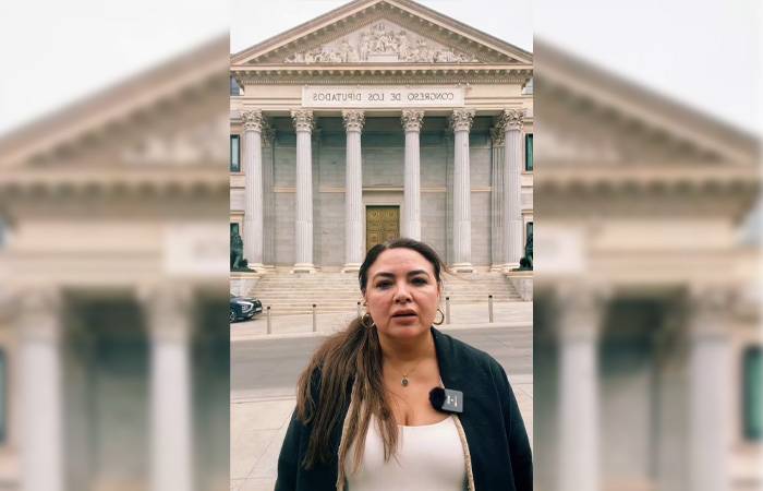 Sonia Silva jefa de la oficina de UNICEF en Gaza frente al Congreso de los Diputados de España