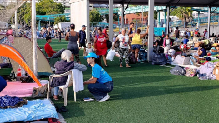 Personal de UNICEF en Venezuela, en refugios temporales.