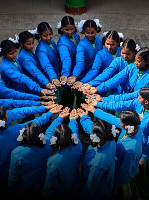 Un grupo de niñas en la India.