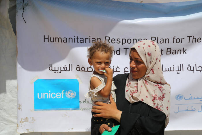 UNICEF entrega ayuda en Gaza.