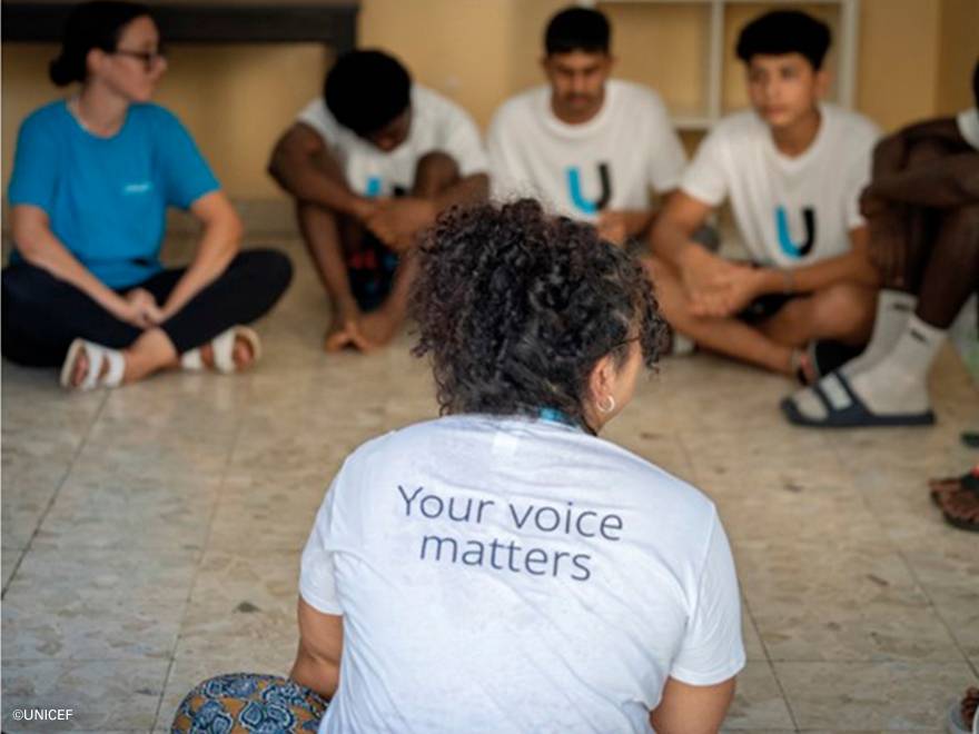 Un grupo de refugiados