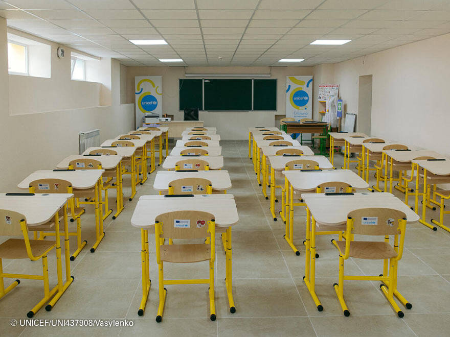 Una de las aulas ya está lista para recibir a los alumnos en el nuevo curso. Un aula