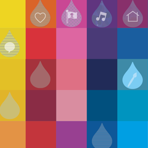 Participación de la comunidad escolar Ilustración con gotas de agua de colores